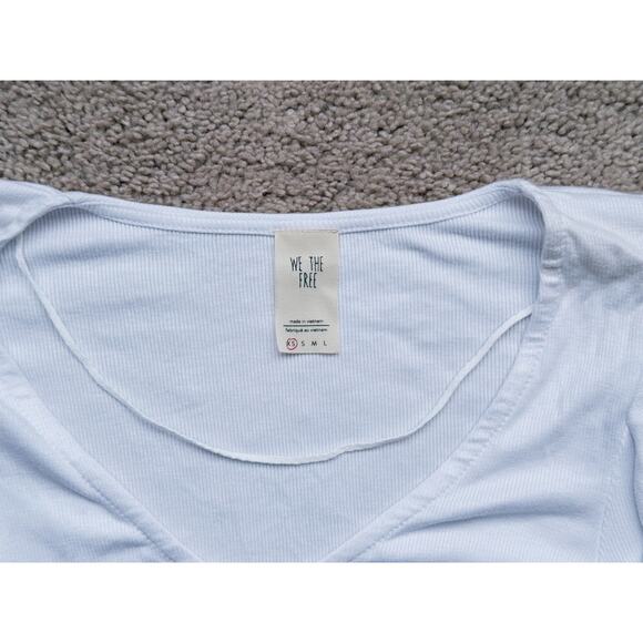 NWT We The Free Ribbed Blouse White Long Sleeve Ruffle XS Boho Cottagecore Fall - Picture 4 of 8